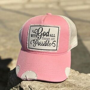 Pink Trucker Hat with Inspirational Quote